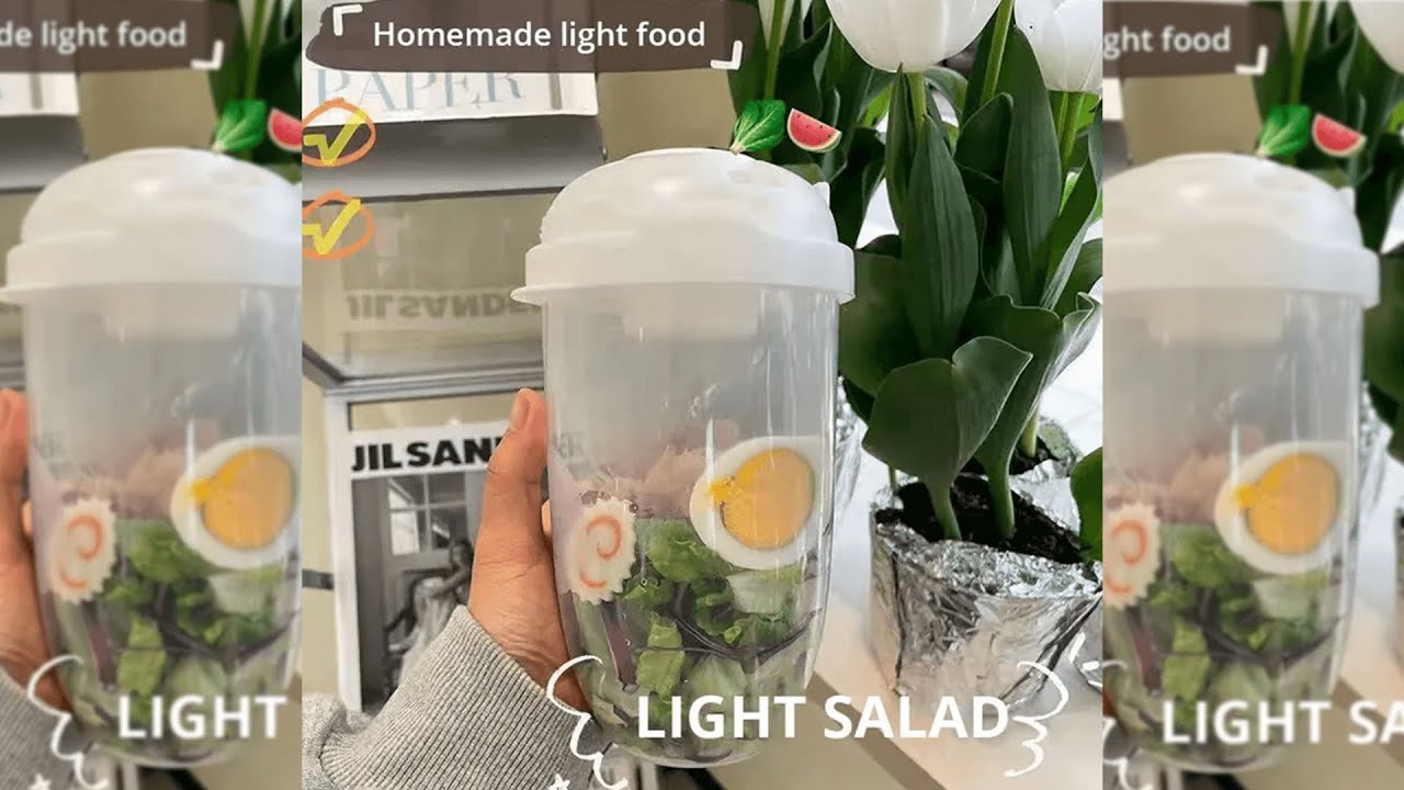 Pratinjau video produk One Two Cups Salad Portable Bottle Lunch Container 1L with Fork - RF20