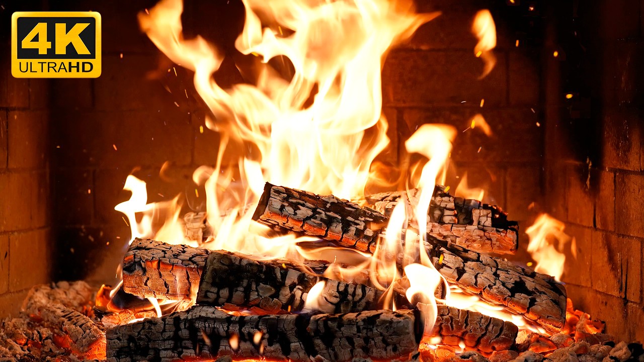 🔥 The Most Beautiful Fireplace (12 Hours) with Smoldering Embers with Woodfire Symphony for Focus