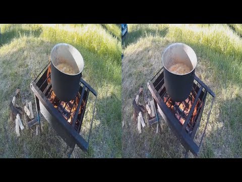 Super picnic on the RIVER 3D ! Field Porridge on the Fire ! 3D VIDEO