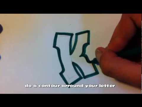 How to draw graffiti alphabet letters : K - YouTube
