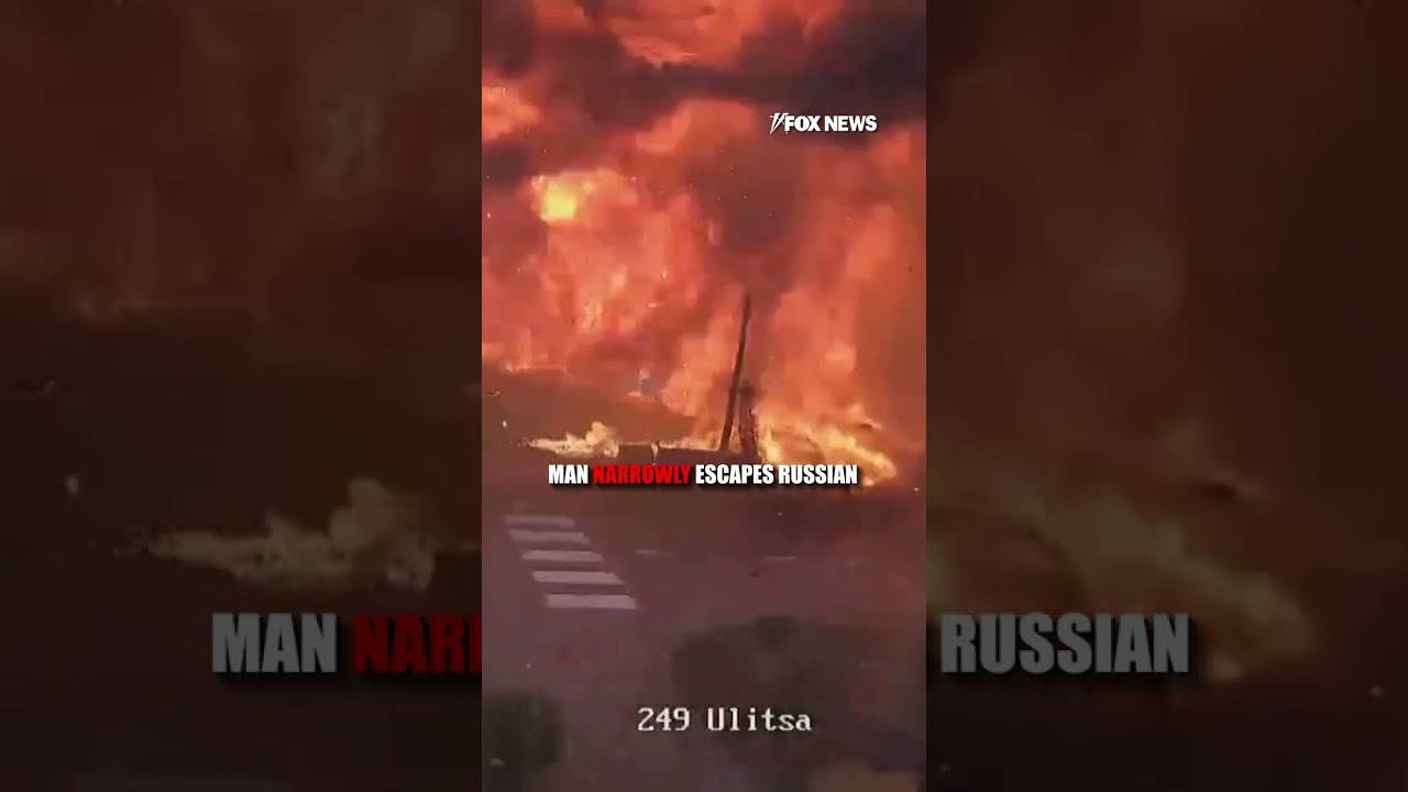 SEE IT: Man NARROWLY escapes Russian strike near Kyiv #foxnews #news #shorts #ukraine #drone