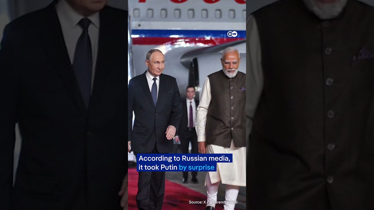 Modi surprises Putin with hug at airport | DW News