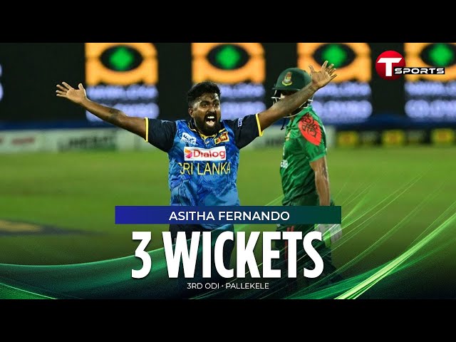 Key Breakthroughs! Asitha Fernando Takes 3 Wickets Against Bangladesh | T Sports