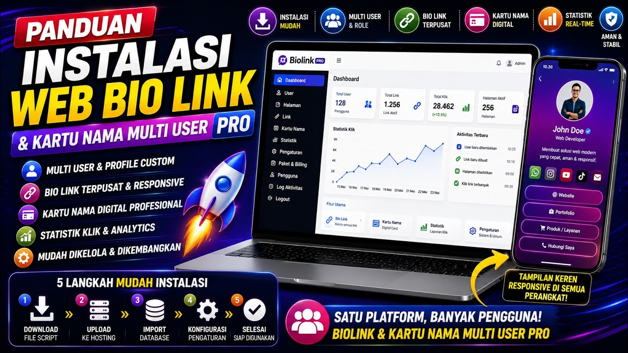 Panduan Instalasi Web Bio Link & Kartu Nama Multi User Pro