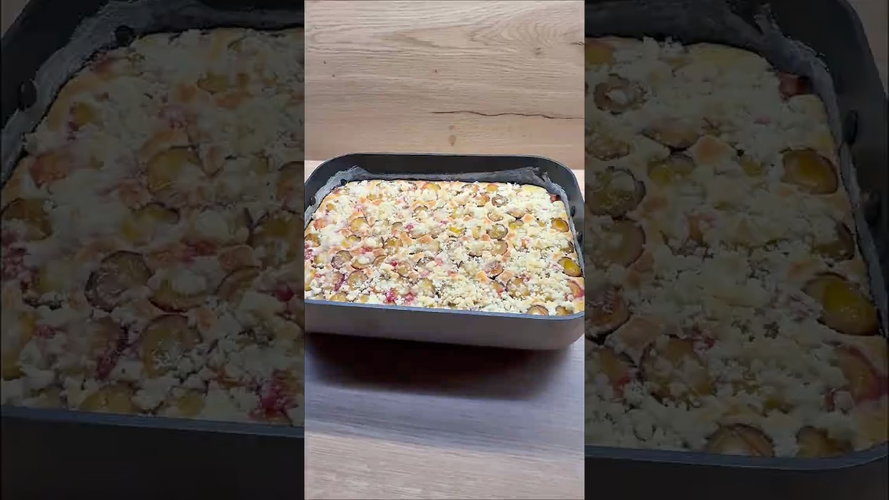 Litý švestkový koláč se zakysankou a drobenkou | Těhotnej kuchař