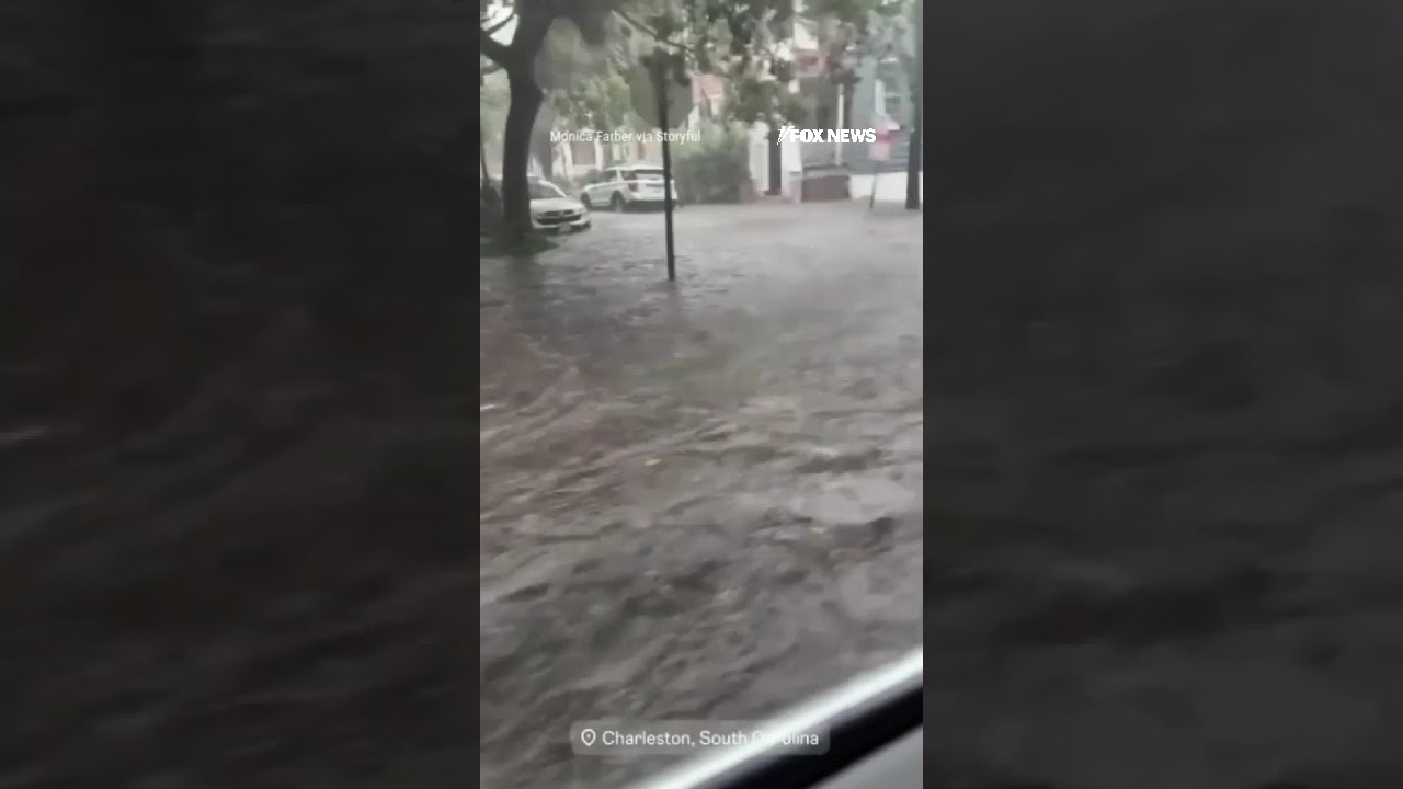 'NO WAKE ZONE': Driver navigates flash flooding in Charleston, South Carolina #shorts