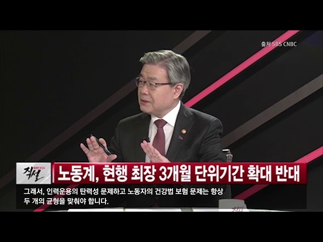  '탄력근로제 단위기간 확대 합의' 고용노동부장관 인터뷰 영상