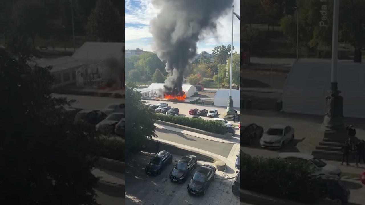 Person detained after shots fired outside Serbian parliament