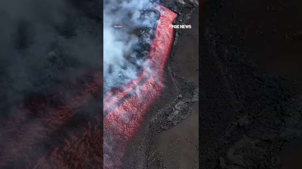 Drone footage shows an incredible lava river #shorts #news #new #watch #viral