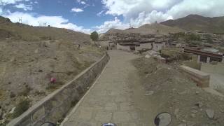 Riding down a Gyantse Dzong fortress in Tibet