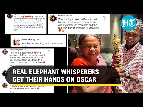 India's real Elephant Whisperers pose with Oscar trophy, melt millions of hearts
