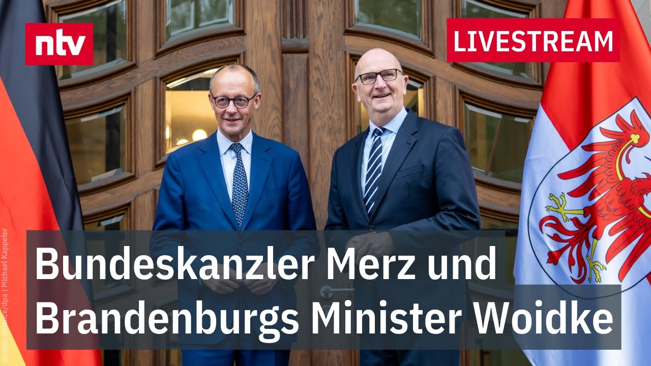 LIVE: Statements Bundeskanzler Merz und Brandenburgs Ministerpräsident Woidke
