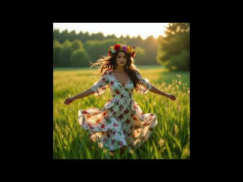6605 The Dancing Lilac and Gooseberries Girl with Wind in her Hair