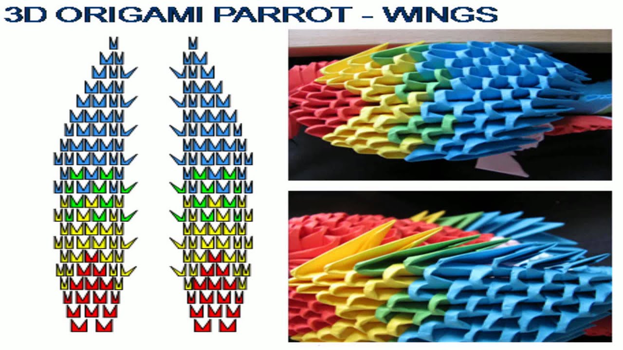 3D origami Parrot tutorial YouTube