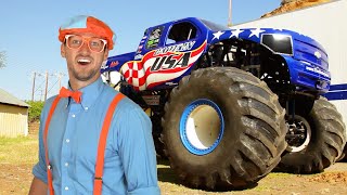 Blippi Learns Shapes, Colors, Numbers With Monster Trucks & The Monster Truck Song | Educational