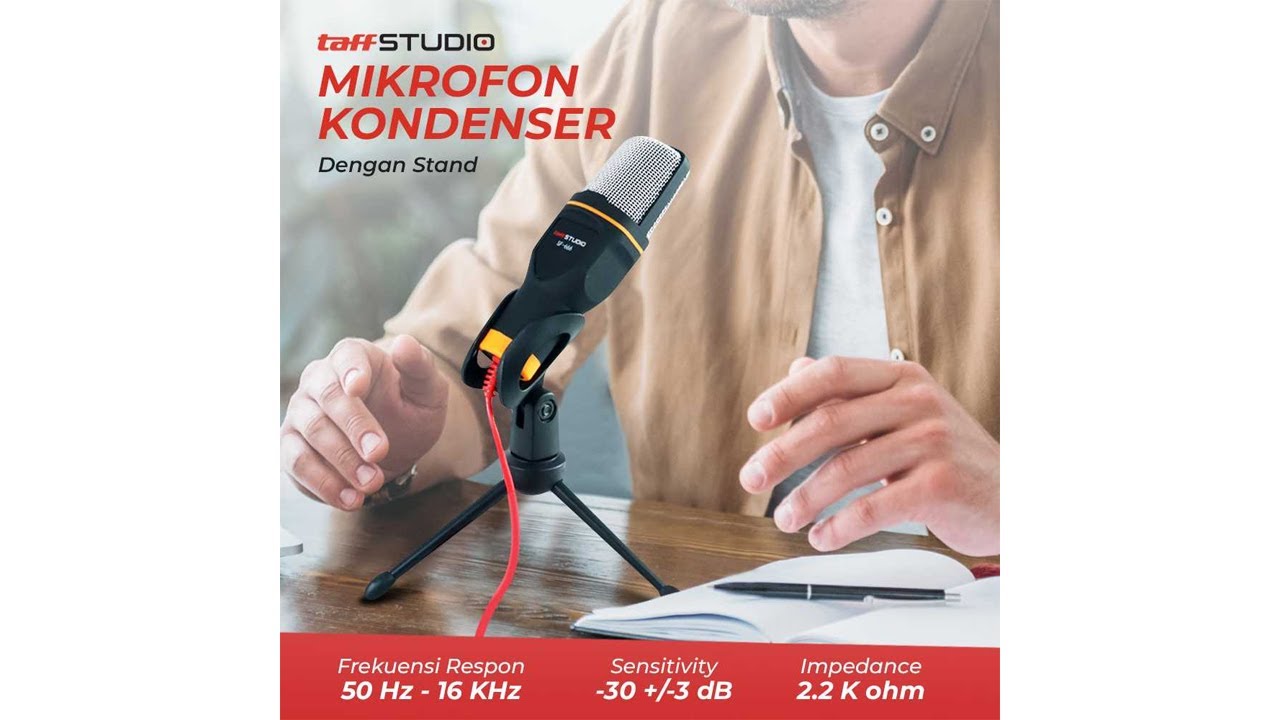 Pratinjau video produk TaffSTUDIO Mikrofon Kondenser 3.5mm Microphone Condenser with Stand - SF-666
