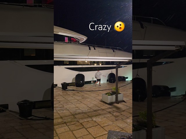Massive Yacht Battles Wind & Waves in Poreč, Croatia 🌊⛈️ #croatia #shorts #rain #fypviral