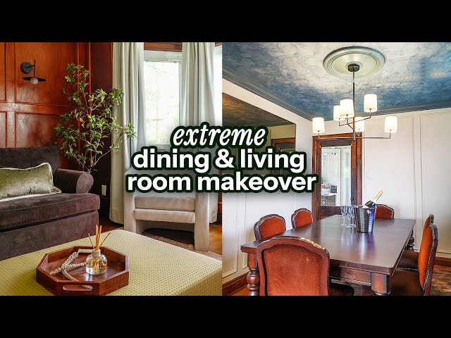 We surprised a couple with a DOUBLE room makeover | Living Room & Dining Room