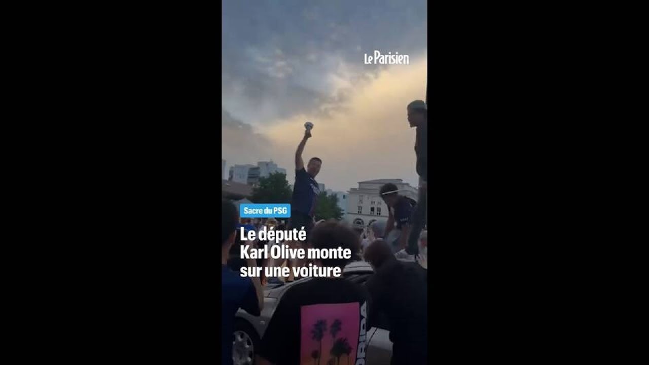 Sacre du PSG : le député Karl Olive debout sur une voiture