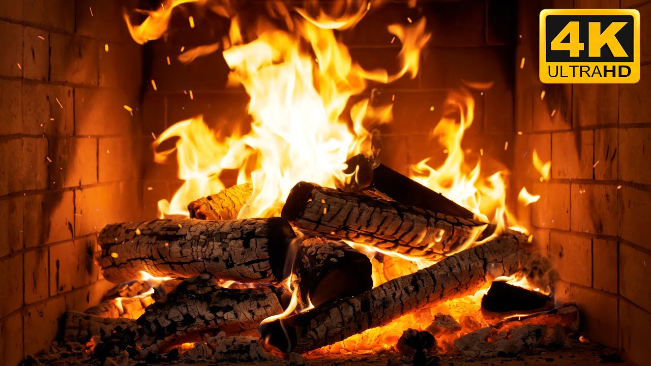 🔥 Crackling Winter Fireplace with Realistic Fire Sounds and Warm Glow for Serene Winter Holidays