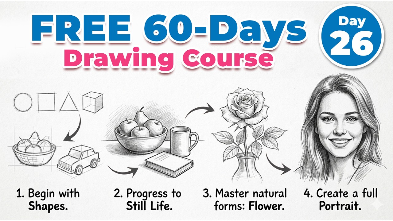 FREE 60-Day Drawing Course 🎨 - Day 26 | Layering Secrets for Smooth Pencil Shading ✏️