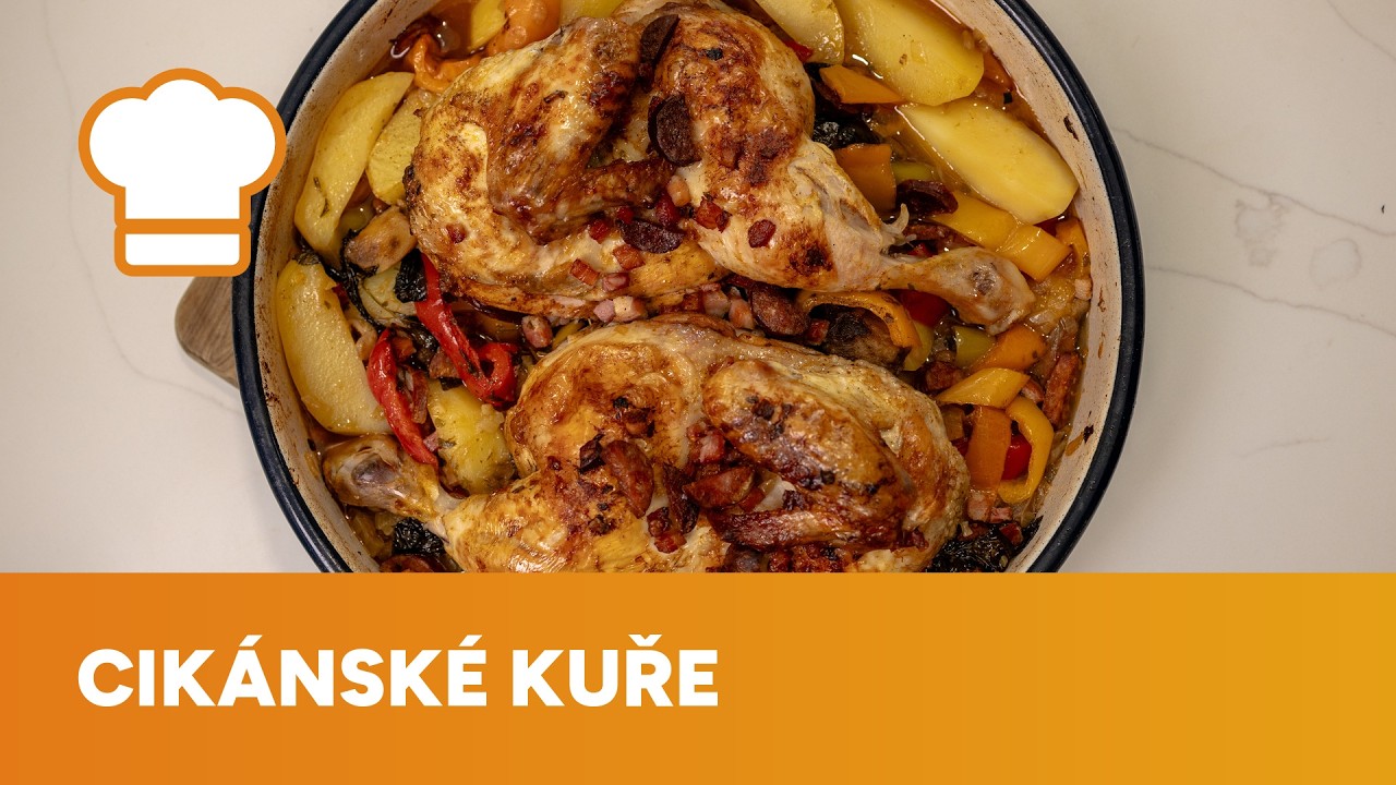 Cikánské kuře se peče zároveň s bramborami, takže si nemusíte lámat hlavu s přílohou