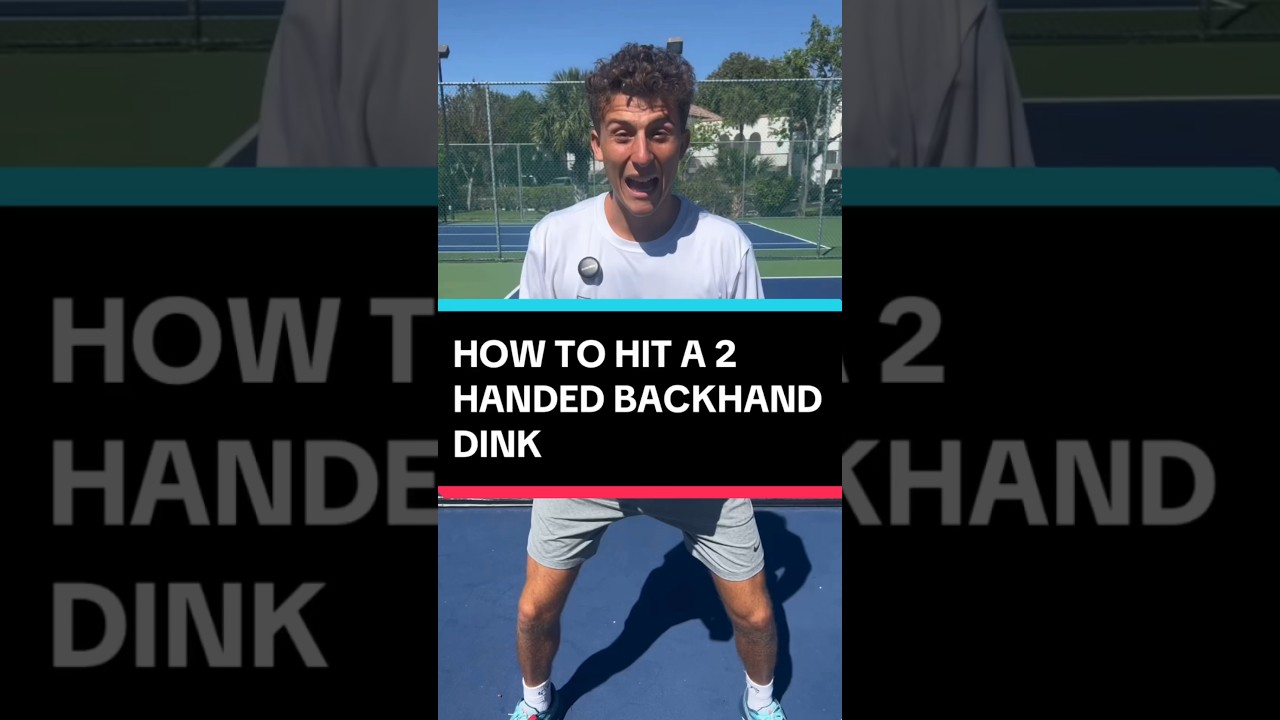 How to hit an AGGRESSIVE 2 handed backhand dink #pickleballtips #pickleball #shorts