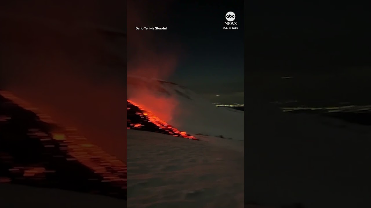 Skiers hit slopes on active volcano Mt. Etna