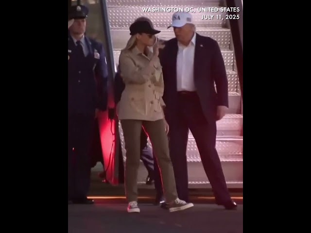 Donald Trump and Melania arrive in New Jersey following Texas visit