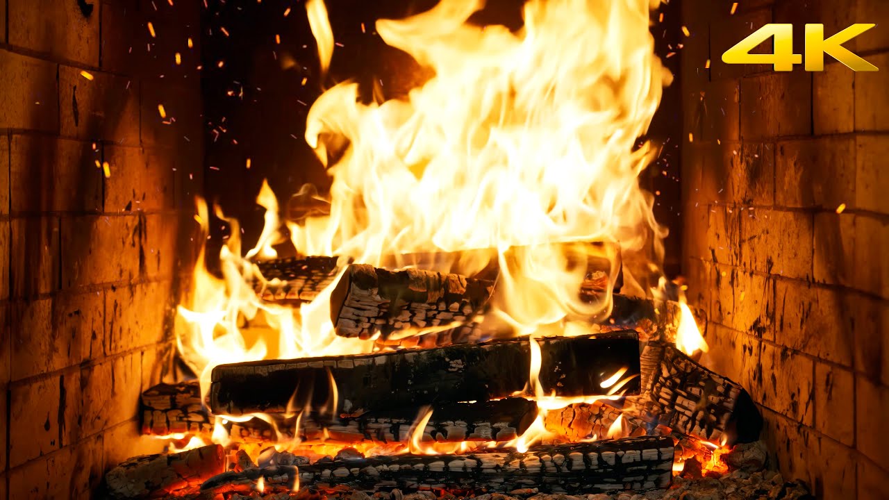 🔥 Christmas Cabin Fireplace with Crackling Wood and Soft Night Ambience for Cozy Christmas Evenings