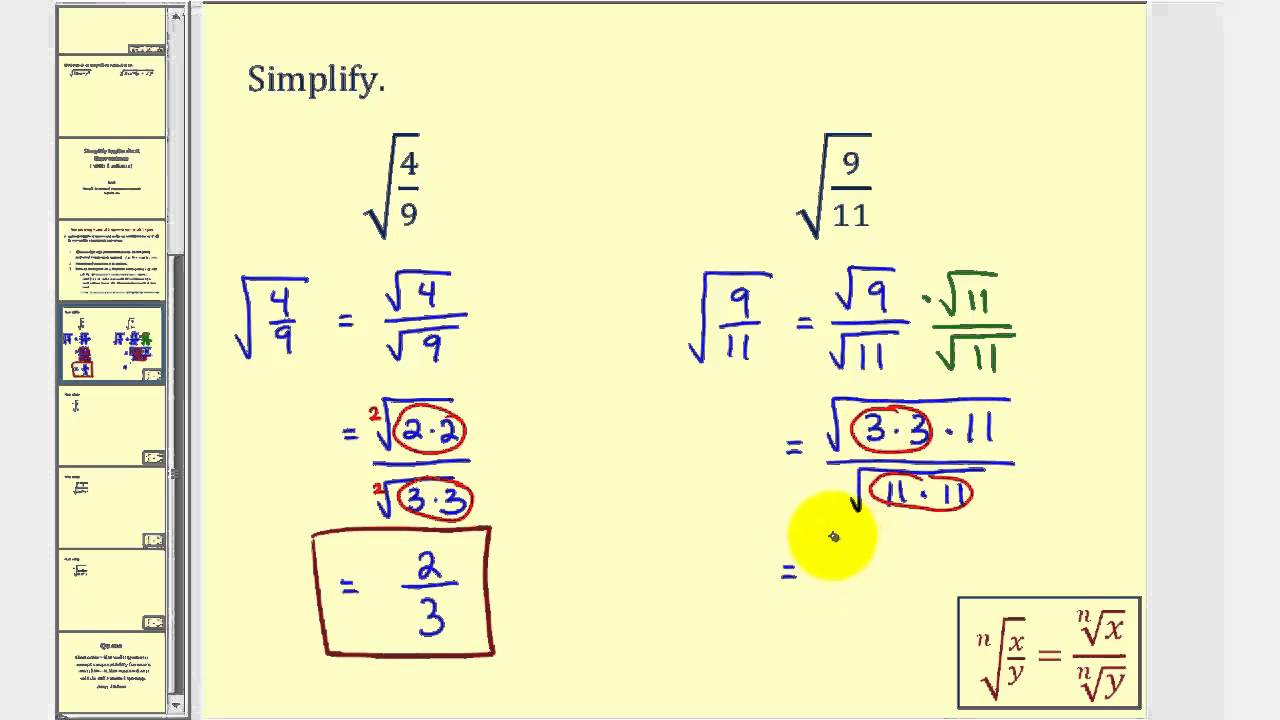 simplifying-radical-expressions-with-fractions-youtube