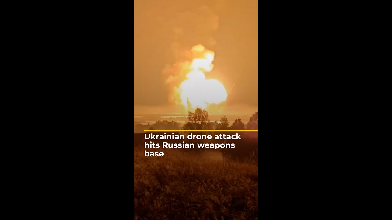 Ukrainian drone attack hits Russian weapons base | AJ #shorts