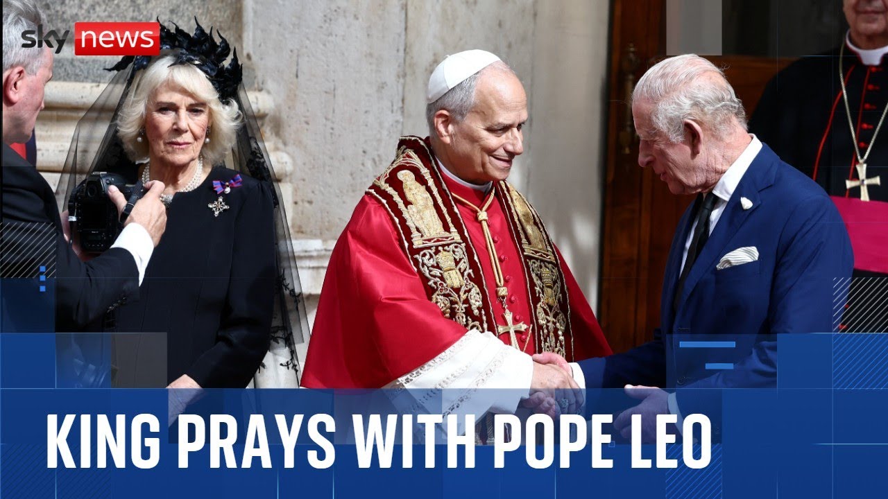 Historic moment as King Charles and Pope Leo pray at the Vatican
