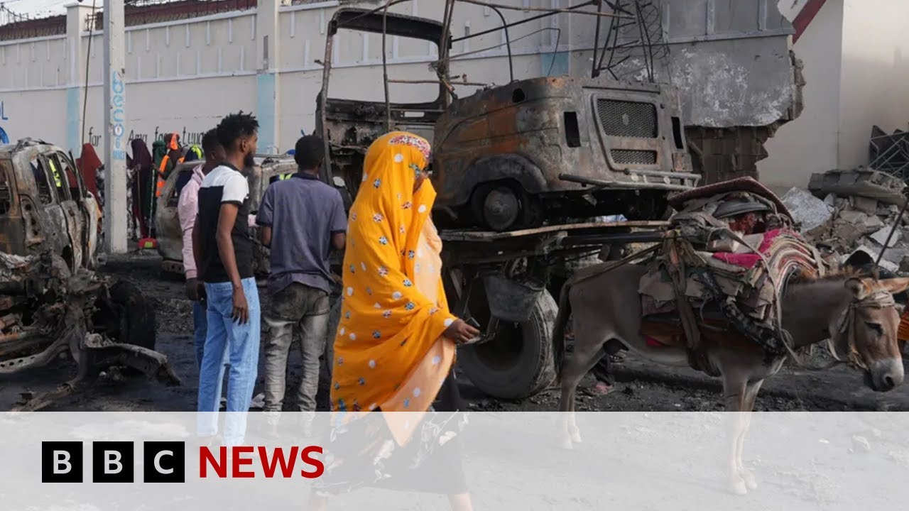 Several killed in car bomb explosion at Mogadishu cafe during Euro 2024 final | BBC News