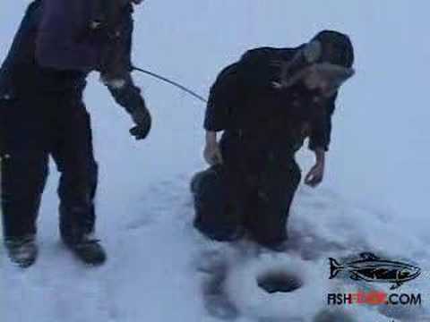 Giant Muskie ( Musky ) Ice Fishing Video