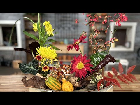 screenshot of youtube video titled Ikebana Fall Arrangement