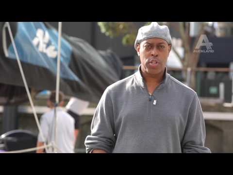 Canadian basketballer Jude Kelly and his World Masters Games 2017 team sail on Auckland's harbour on an America's Cup boat Canadian basketballer Jude Kelly and his World Masters Games 2017 team sail on Auckland's harbour on an America's Cup boat