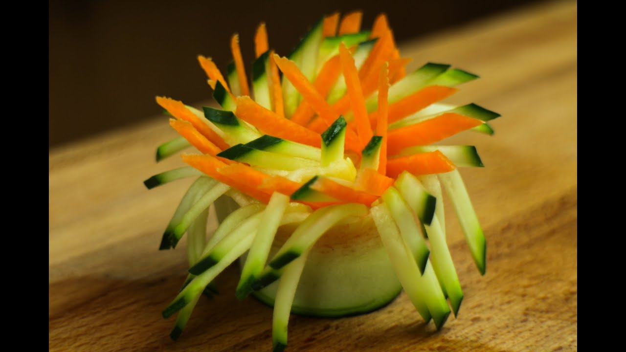 How To Make Pinwheel Vegetable Garnish - YouTube