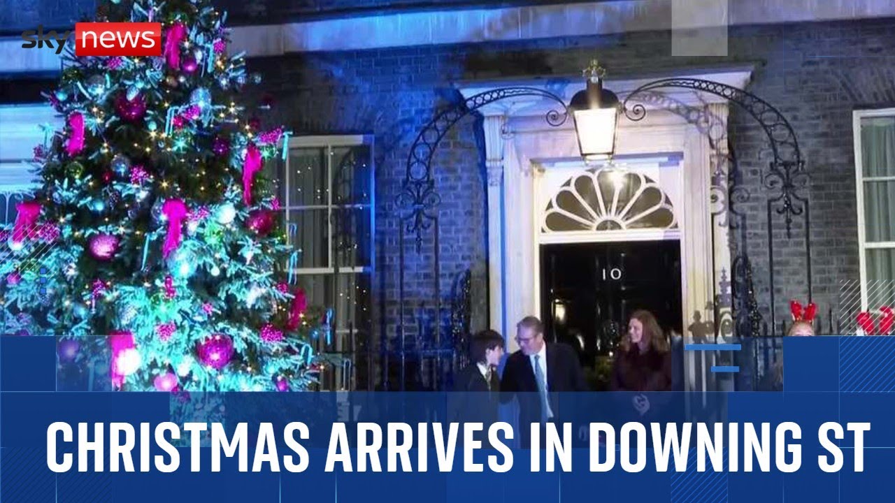 Prime Minister turns on Christmas tree lights in Downing St
