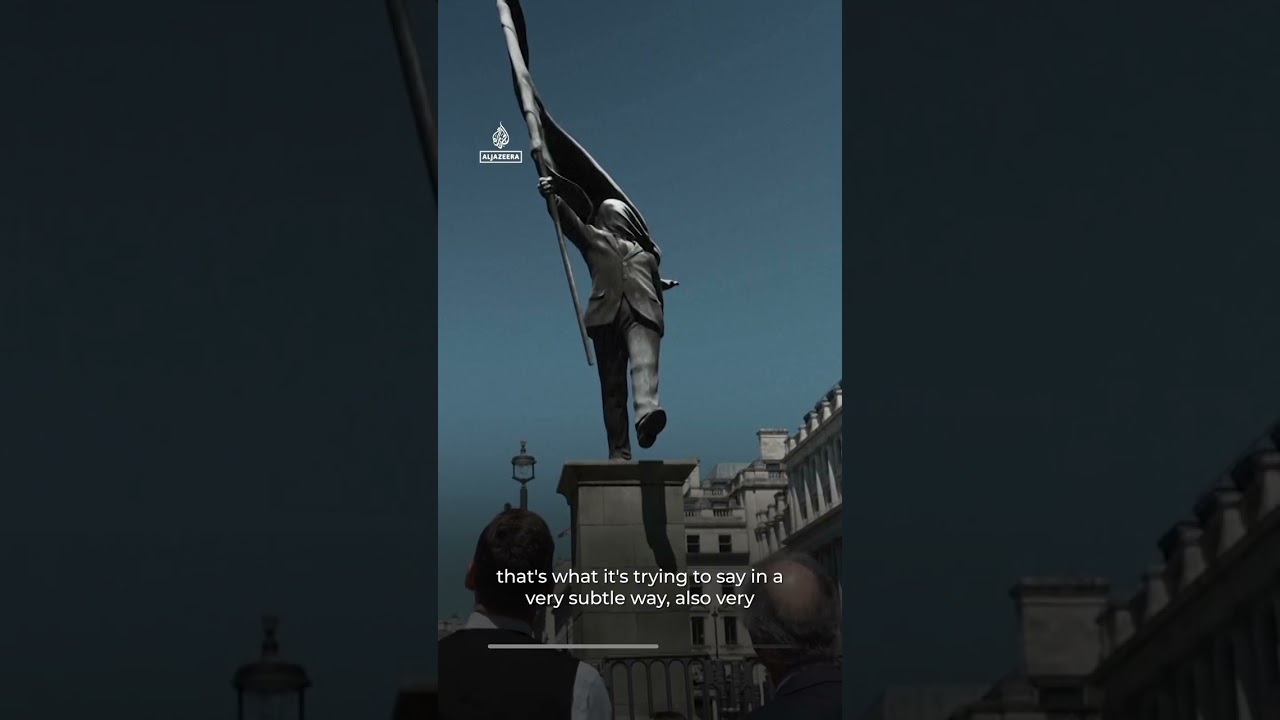 New Banksy sculpture appears to show politician blinded by his own flag | AJ shorts