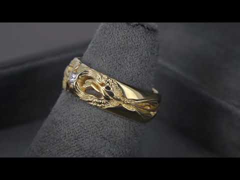 Обручальное кольцо «Феникс» из желтого золота с бриллиантом