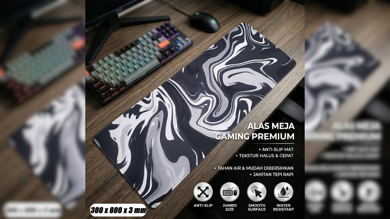 Pratinjau video produk BITCED Mouse Pad Gaming Alas Laptop Keyboard Anti Slip Desk Mat 300x800x3mm - YL-700