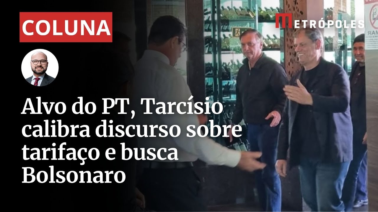 Alvo do PT Tarcísio calibra discurso sobre tarifaço e busca Bolsonaro