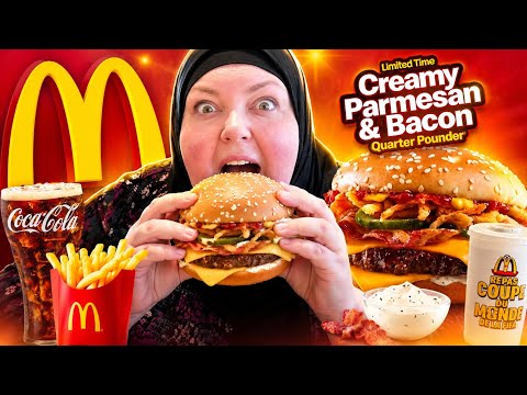 TRYING NEW MCDONALD'S PARMESAN BACON BURGER (WITHOUT BACON LOL)