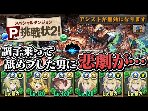 【新億兆】Pからの挑戦状2にアシスト無しで挑む男【パズドラ】