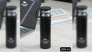 Pratinjau video produk One Two Cups Botol Minum Termos Air Panas Dingin with Cup Head 500ml - SUS304