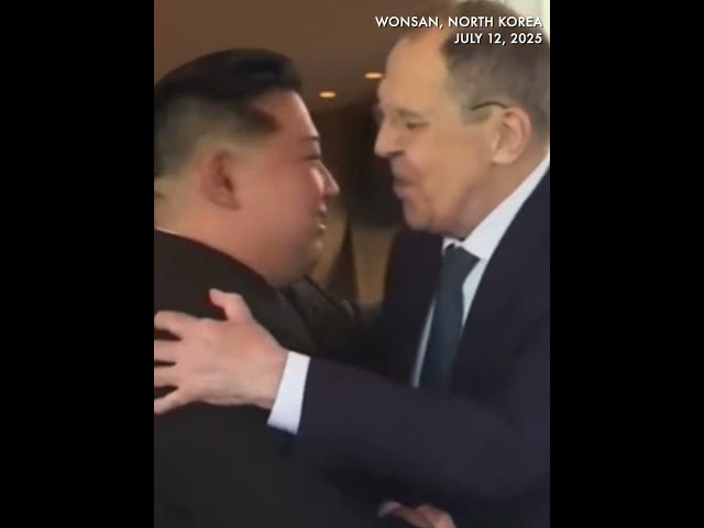 Warm kiss and hug! Russia's Lavrov meets North Korean leader Kim Jong Un during visit