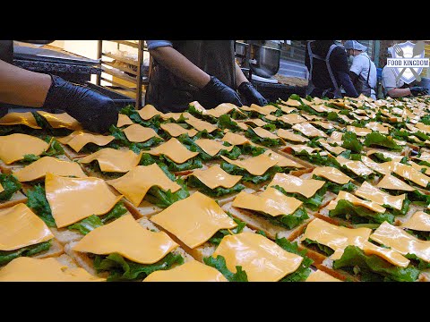 선주문 400개 압도적인 규모! 고등학교 입학식 급식대용으로 만드는 닭가슴살 샌드위치 만들기 / Korean School Lunch Sandwich