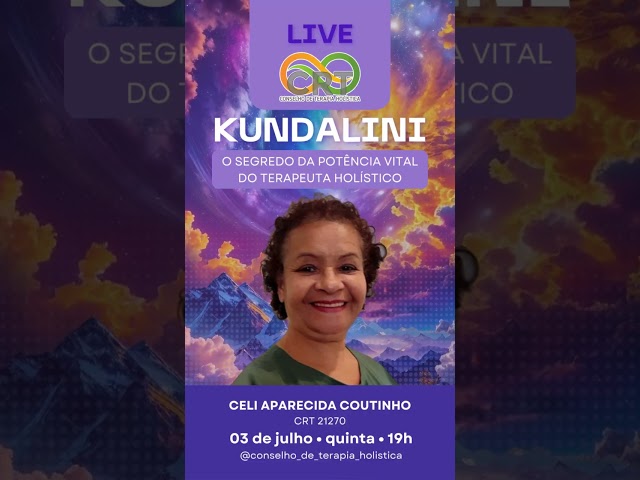 Participe da Live sobre Kundalini: O Segredo da Potência Vital do Terapeuta Holístico
com o CRT e a participação de CELI APARECIDA COUTINHO CRT 21270 
Dia 03.julho, quinta-feira às 19h no Instagram do CRT (@conselho_de_terapia_holistica)
A Kundalini como o fio invisível que une o terapeuta ao cosmos. Vamos desmistificar, sentir e compreender como essa energia vital pode ser sua grande aliada no cuidado holístico.

#crt #terapiaholística #terapias #terapeuta #sinte #live #kundalini
 #shorts