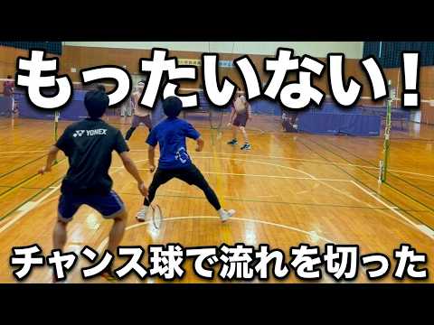 【浮いたと思って叩いたら…】攻め急いだ1本をネットにかけてしまった #バドミントン #badminton #37歳